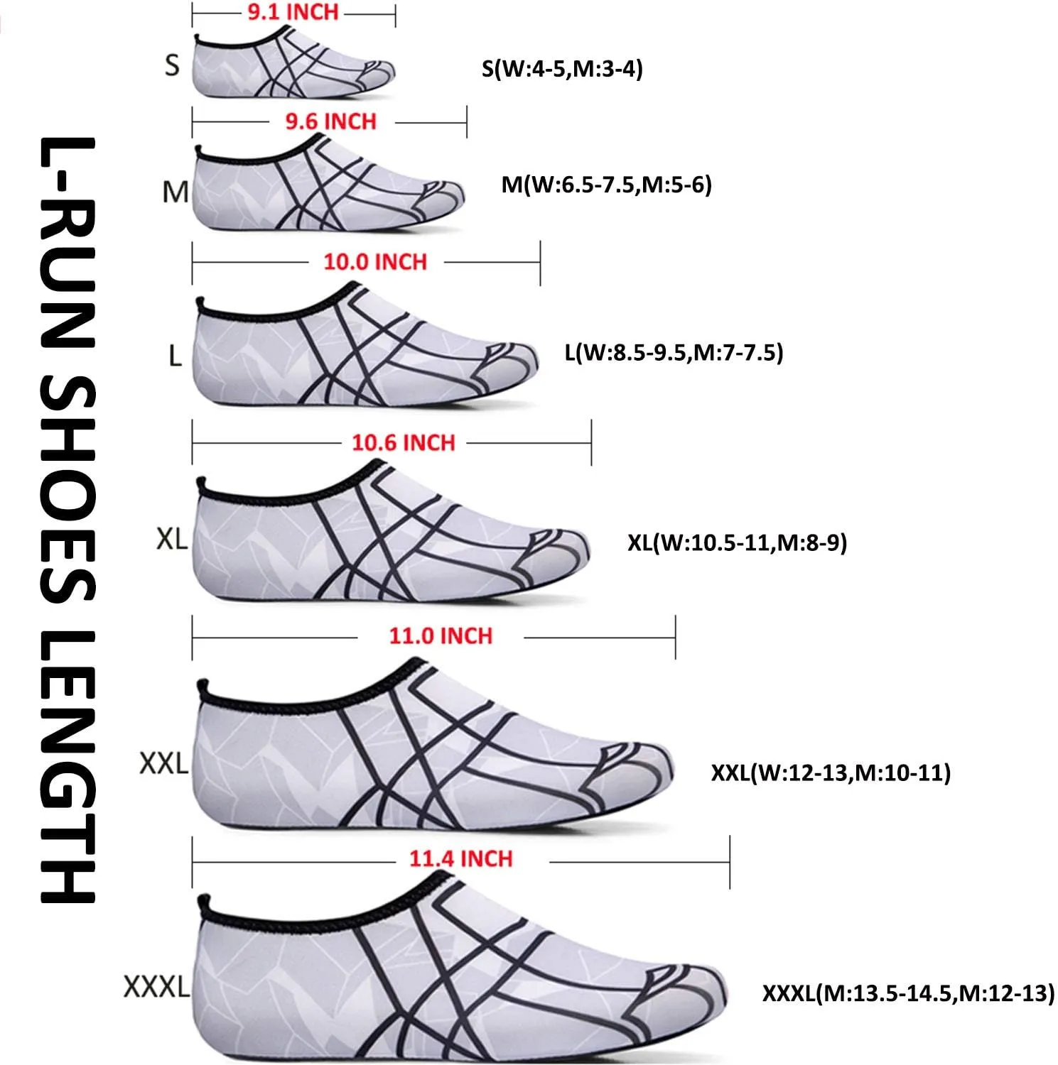 L-RUN Womens Mens Water Shoes Barefoot Skin Aqua Socks for Run Dive Surf Pool Beach Yoga Quick Dry Swim Shoes Non-Slip