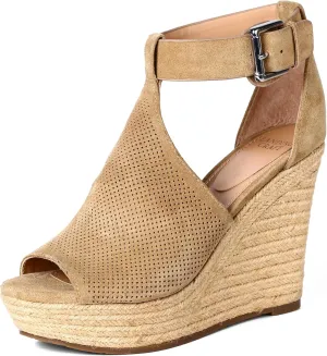 landing craft Women's Peep Toe Platform Sandals Summer Adjustable Buckle Ankle Strap Espadrilles Wedge Sandals