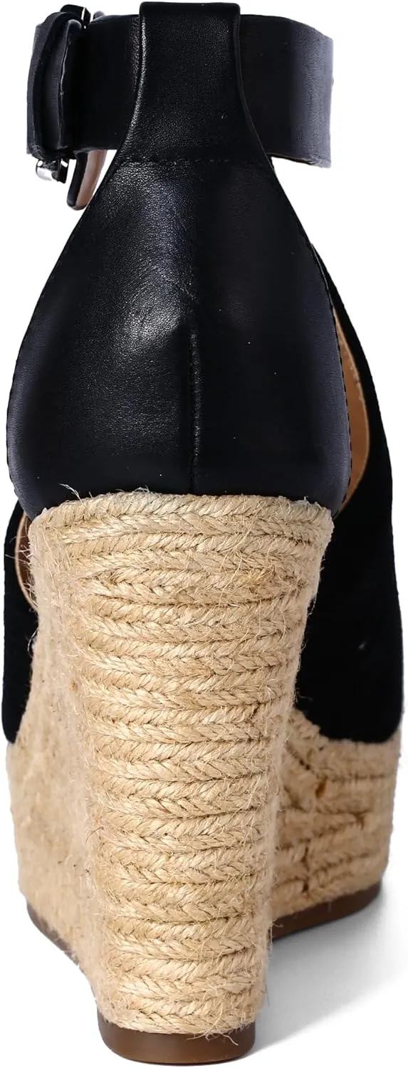 landing craft Women's Peep Toe Platform Sandals Summer Adjustable Buckle Ankle Strap Espadrilles Wedge Sandals