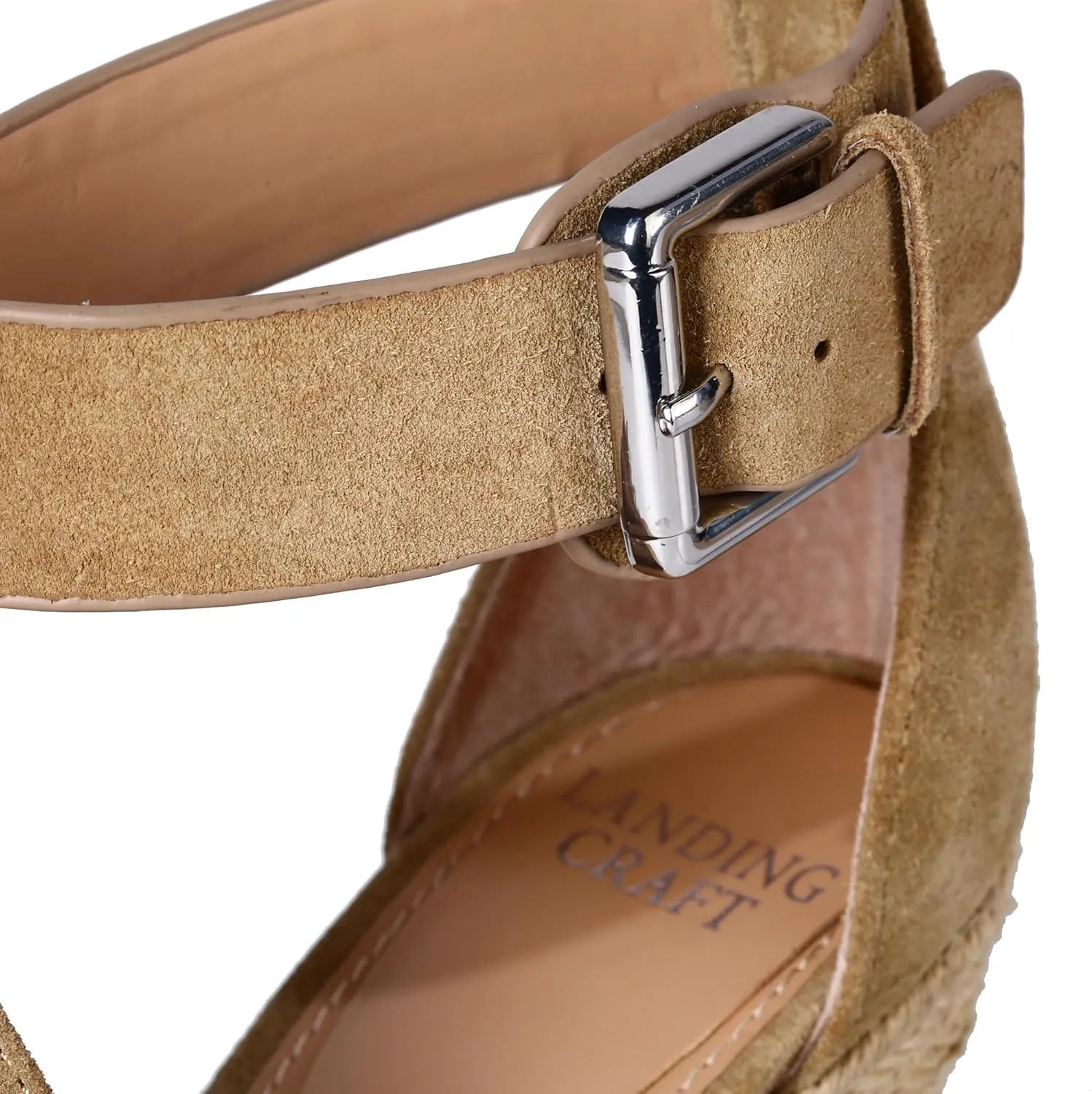 landing craft Women's Peep Toe Platform Sandals Summer Adjustable Buckle Ankle Strap Espadrilles Wedge Sandals