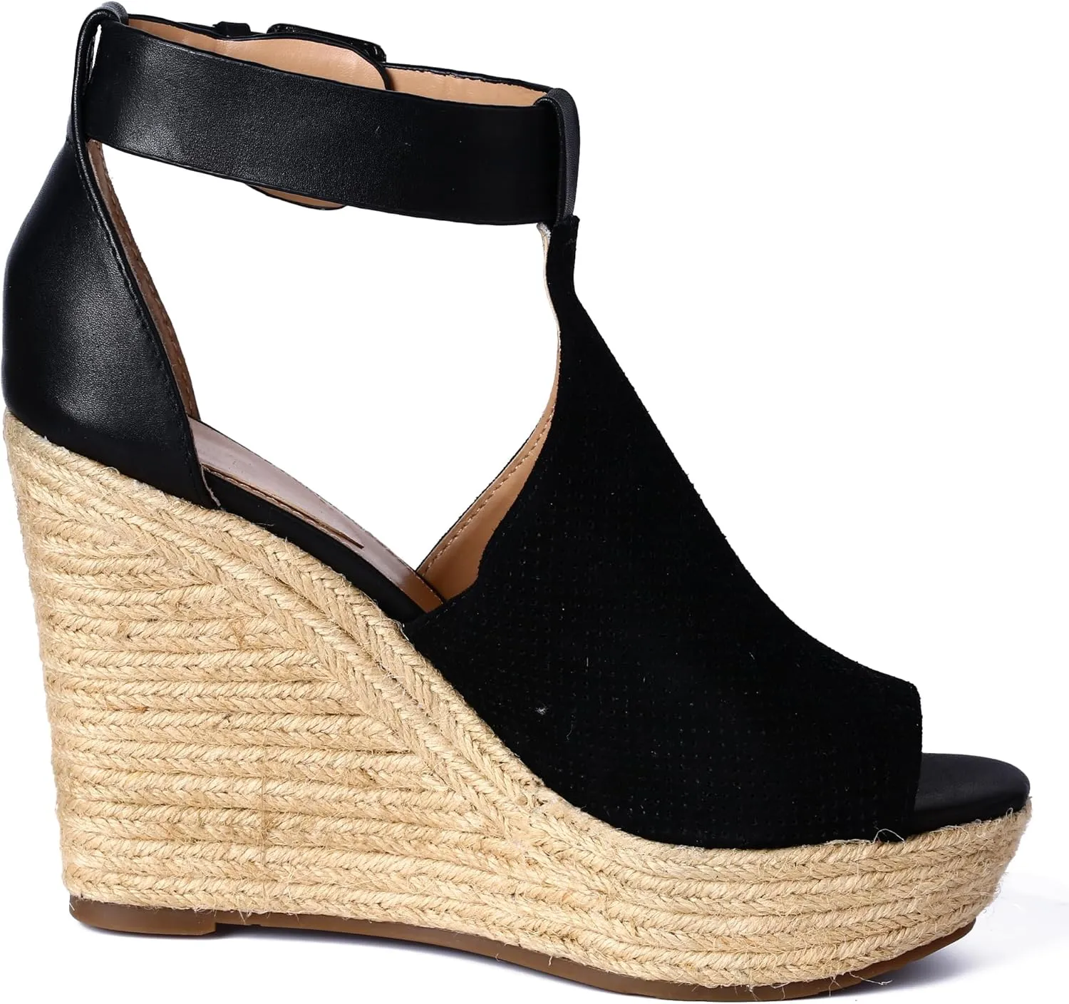 landing craft Women's Peep Toe Platform Sandals Summer Adjustable Buckle Ankle Strap Espadrilles Wedge Sandals