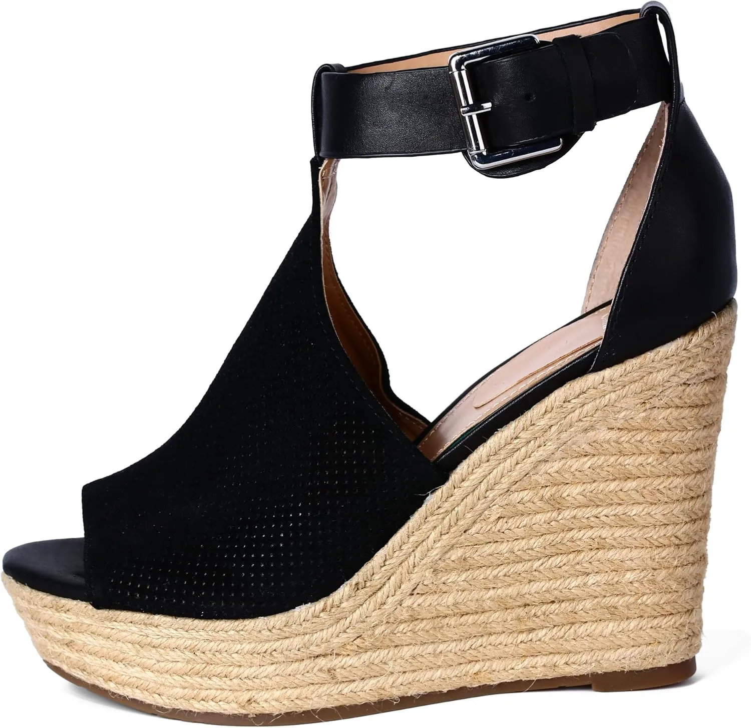 landing craft Women's Peep Toe Platform Sandals Summer Adjustable Buckle Ankle Strap Espadrilles Wedge Sandals