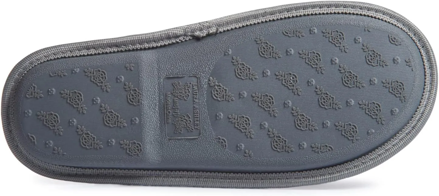 Laura Ashley Womens Plush Memory Foam Scuff Slippers, Fluffy Warm Micro Terry House Shoes, Comfy Slip On Bedroom Slipper