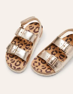 Leather Espadrille Sandals-Gold Metallic Leopard Leather Espadrille Sandals-Gold Metallic Leopard