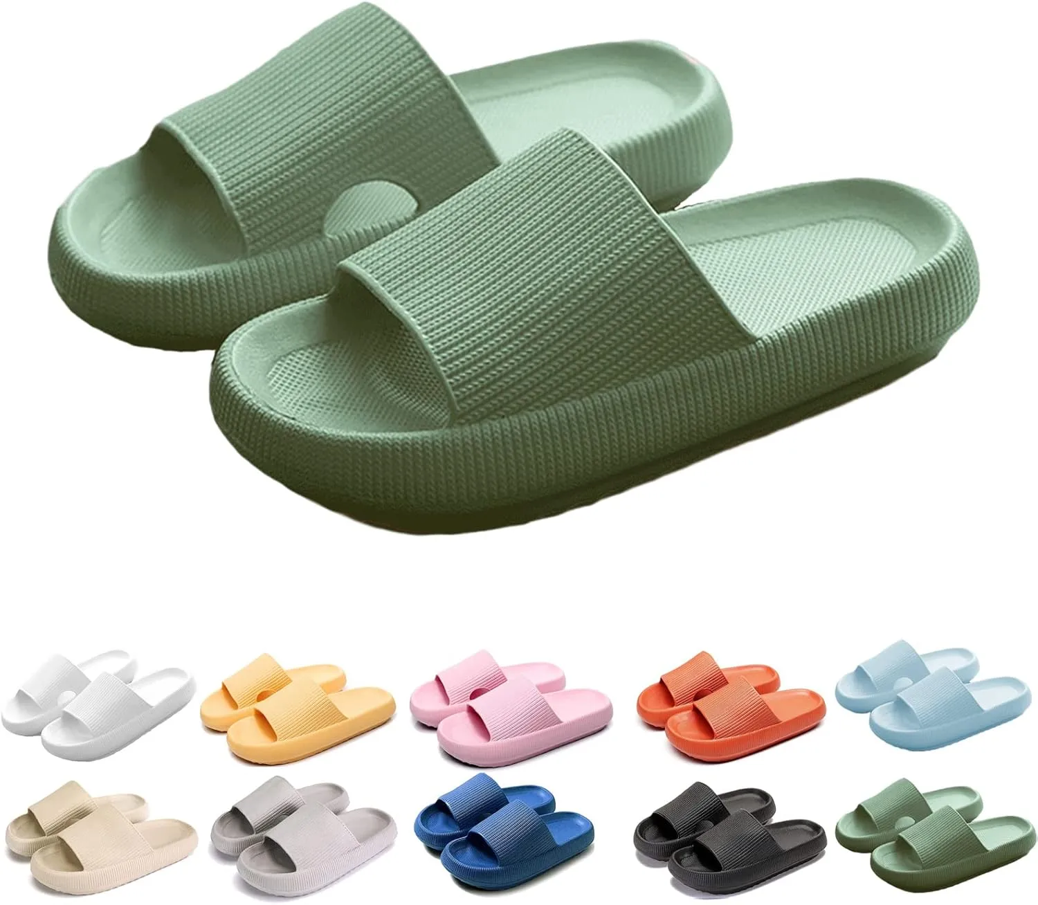 LELEBEAR Cloudies Slides for Women, Super Comfy Soft Foam Slides, Non Slip Shower Bathroom Slides