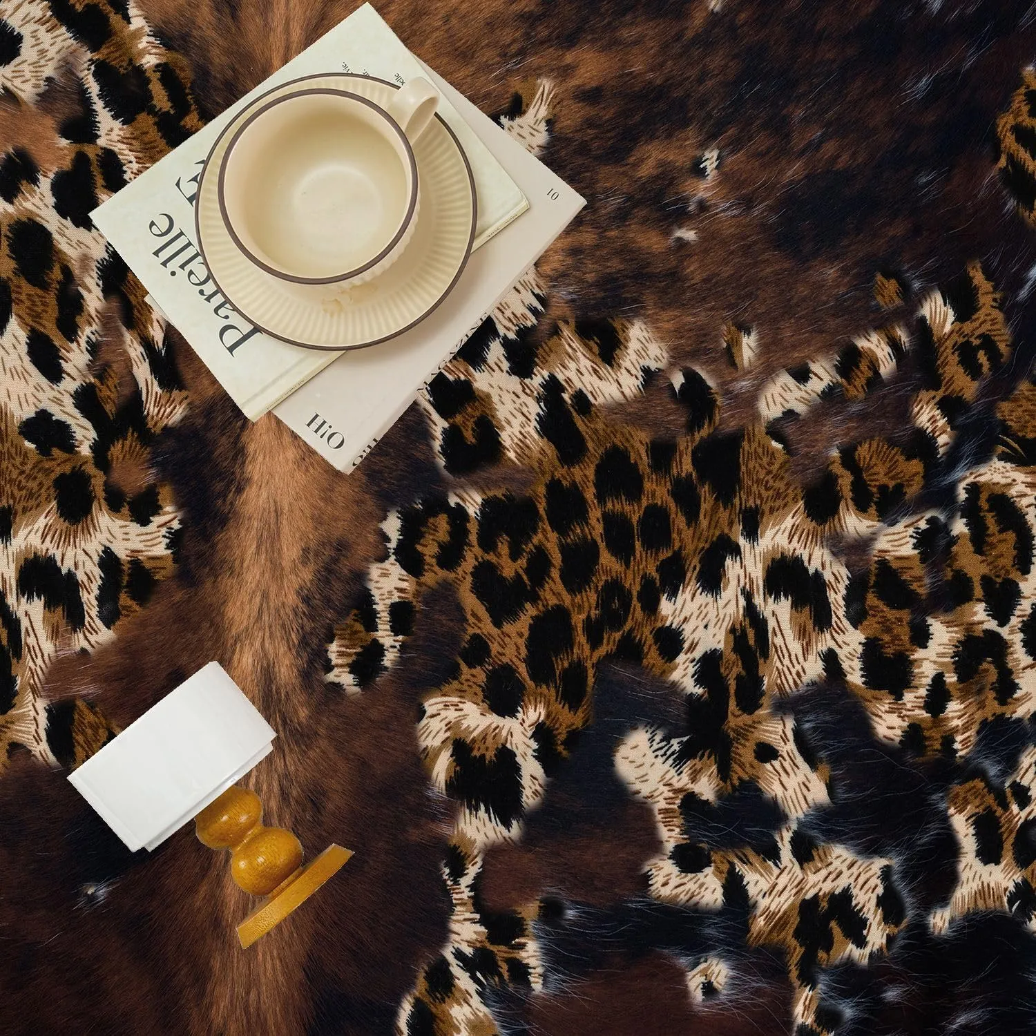 Leopard Print Long Runner Rug for Hallway 2x6ft Animal Area Rugs Wildlife Cheetah Cattle Print Designs Indoor Carpet for Bedroom Soft Washable Non-Slip Mat for Bedside Kitchen