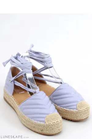Lilac Quilted Round Toe Vegan Leather Women's Espadrille Flats with Ankle Wrap