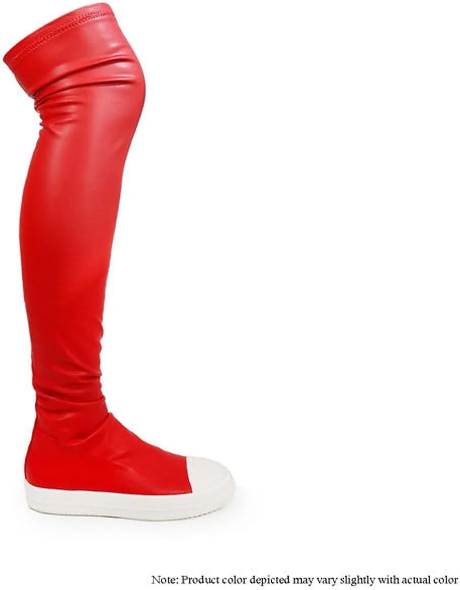 Liliana Women Thigh High Boots Flat Over The Knee Round Toe Tall Boots WANNABE-1