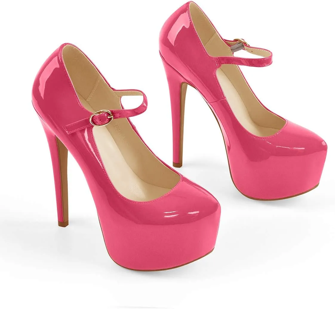 LISHAN Women's Platform 5.9in Super High Heels Pumps Slip On Pointed Toe Sandals