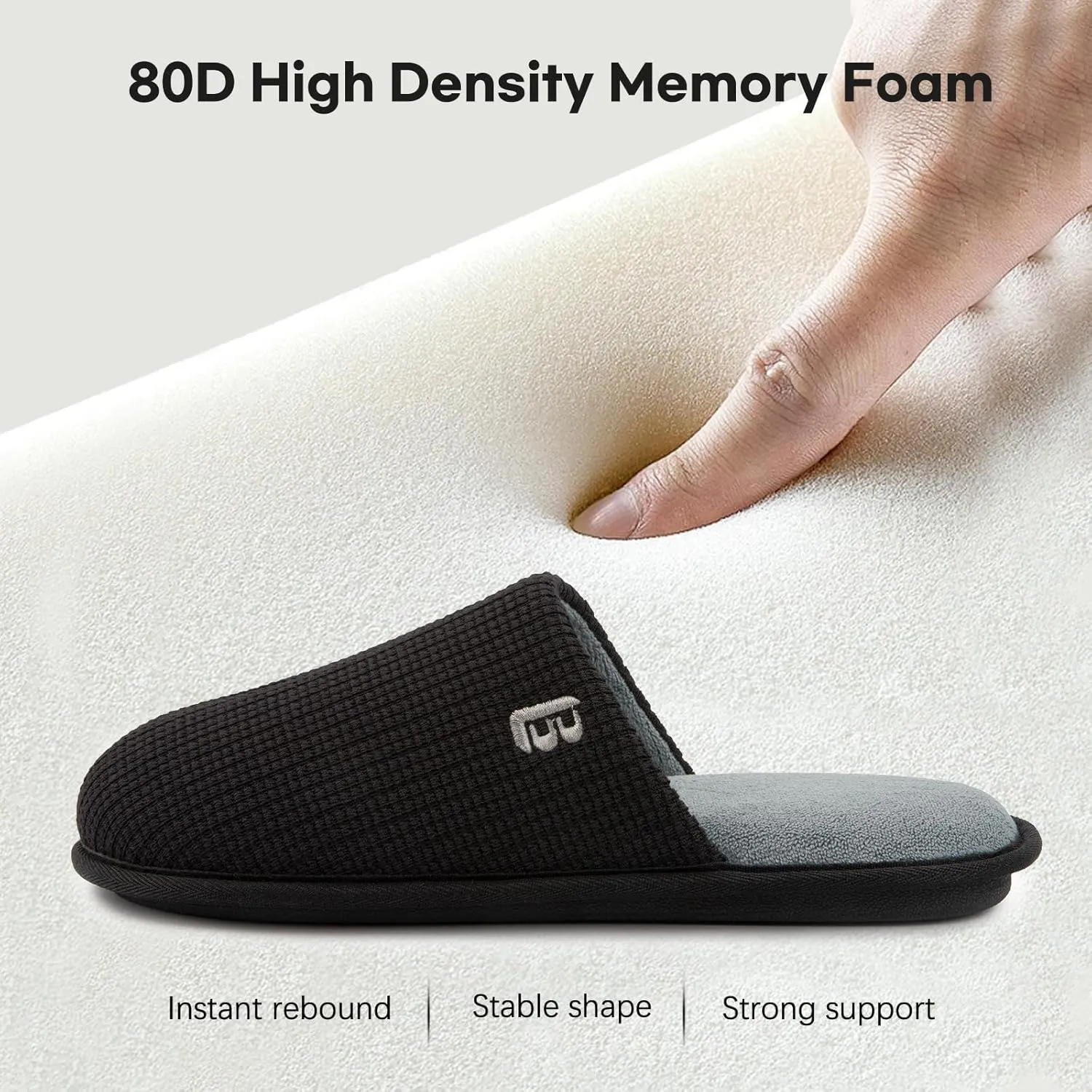 LongBay Mens House Slippers Comfy Knit Scuff Lightweight Memory Foam Slip On Bedroom Shoes for Indoor Outdoor Travel