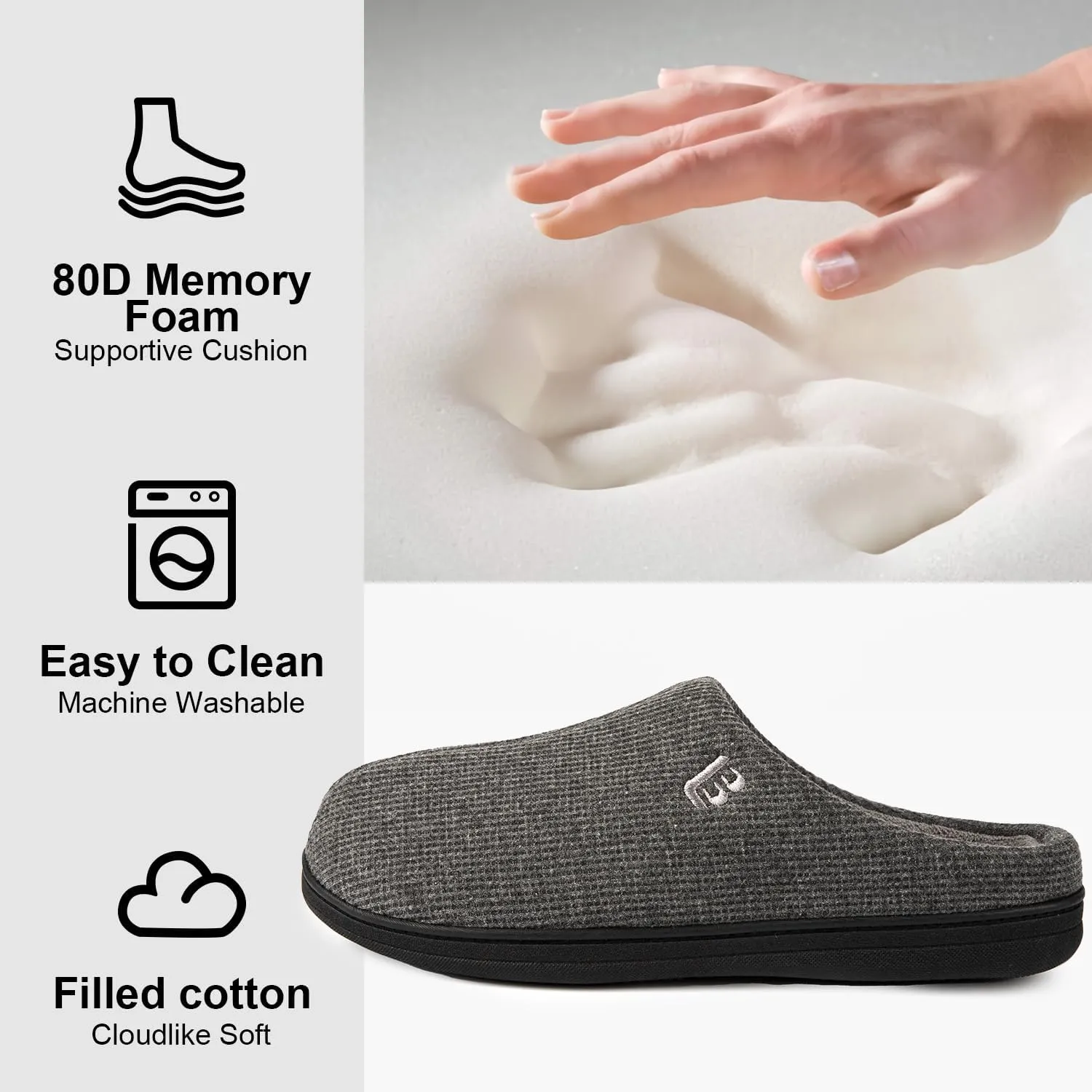 LongBay Men's Two Tone Memory Foam Slippers Slip-On Comfy House Shoes for Indoor Outdoor