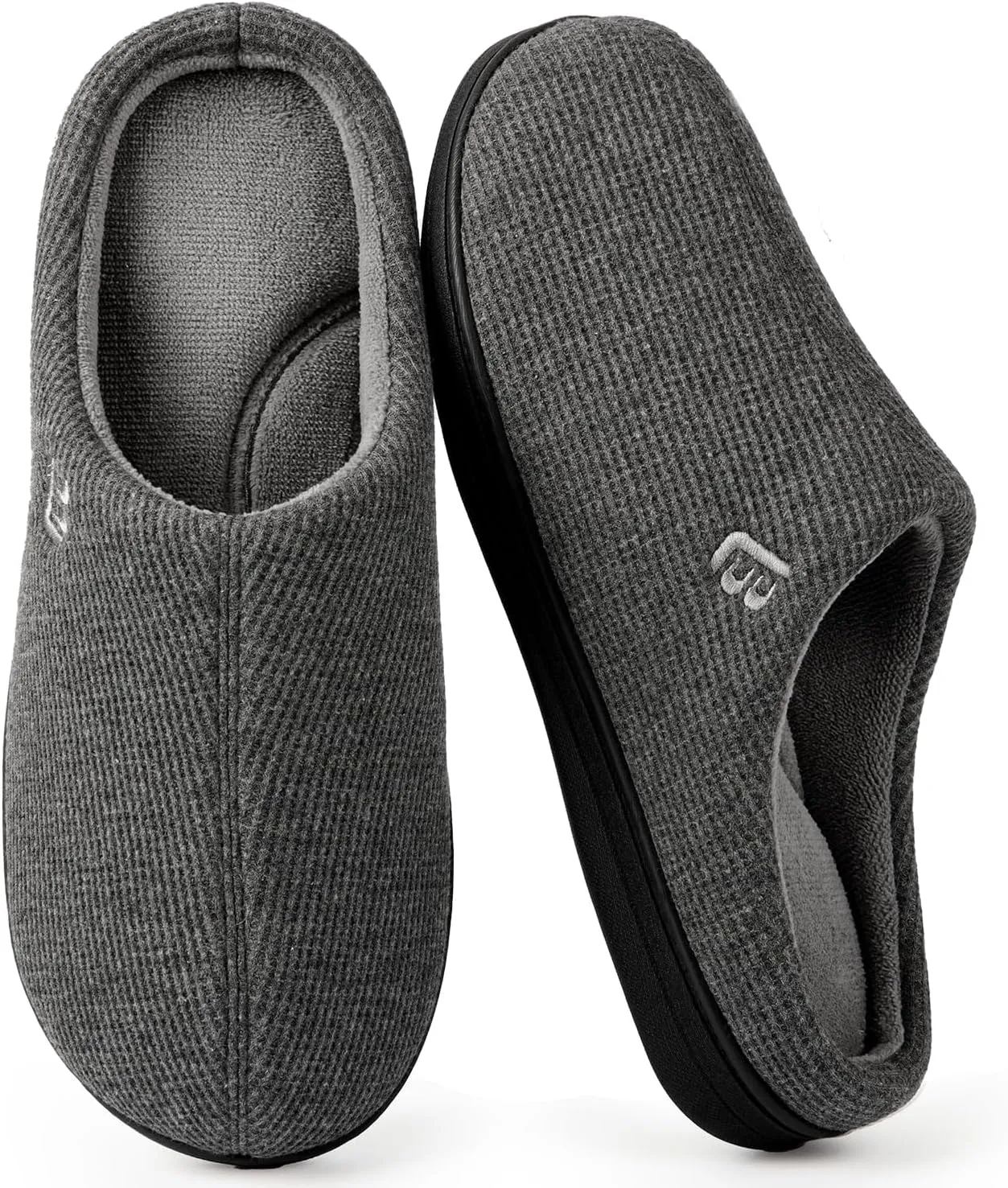 LongBay Men's Two Tone Memory Foam Slippers Slip-On Comfy House Shoes for Indoor Outdoor