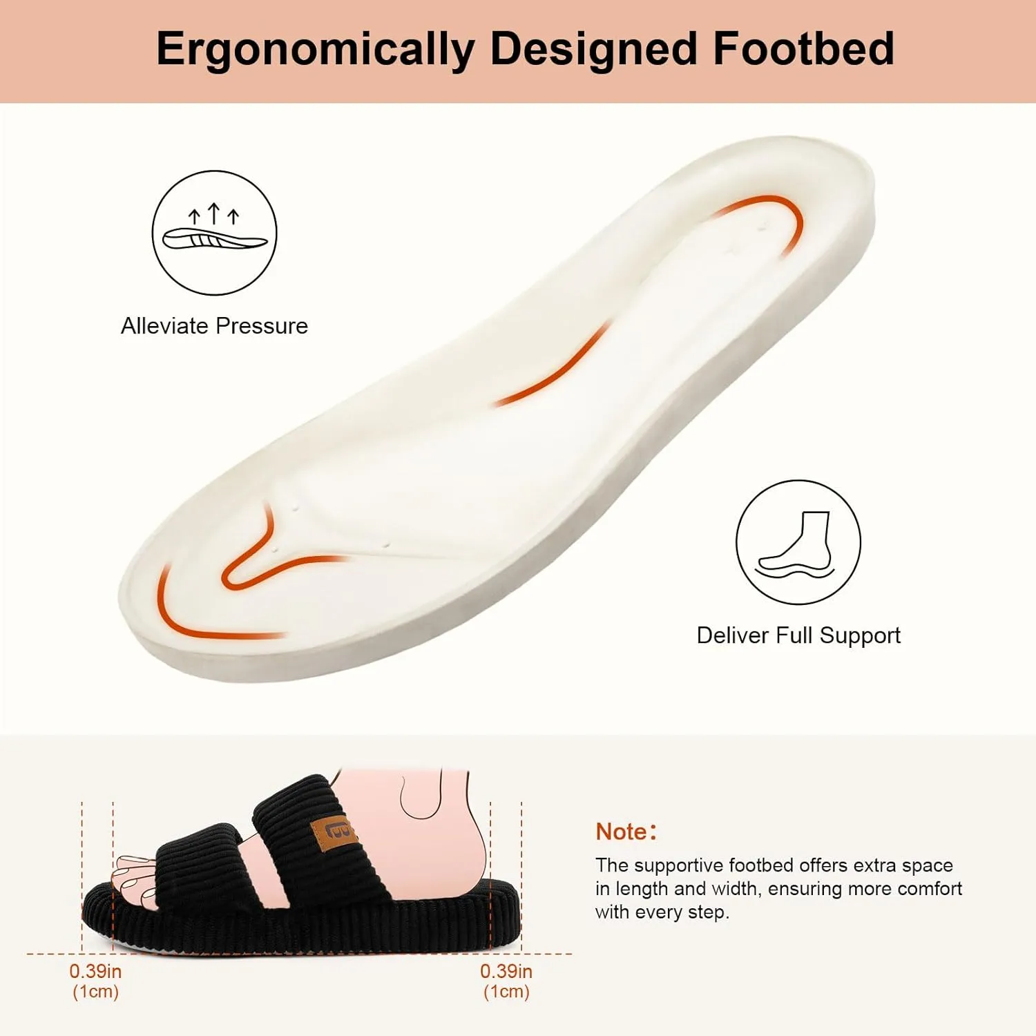LongBay Slippers for Women Memory Foam Open Toe Slip On Bedroom Comfy House Shoes with Dual-Strap