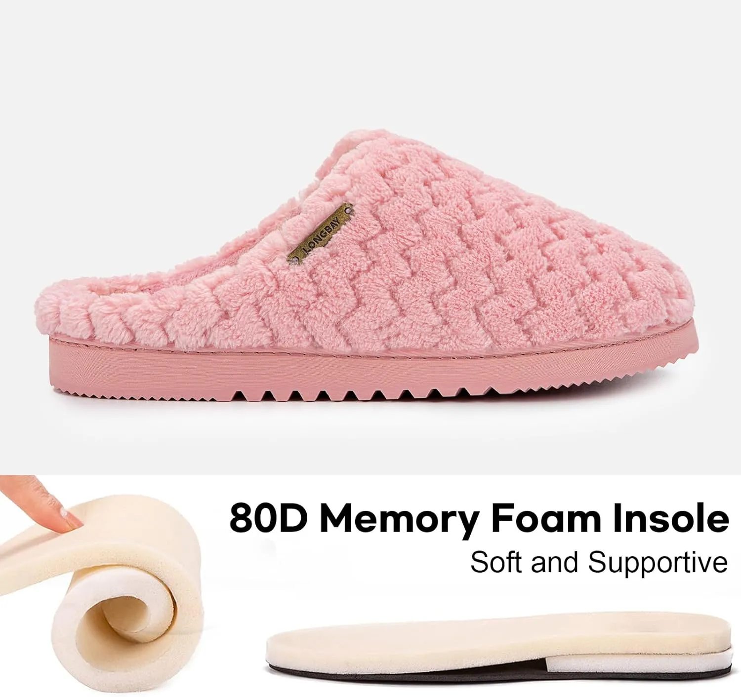 LongBay Women's Slip-On House Slippers Comfy Memory Foam Bedroom Shoes