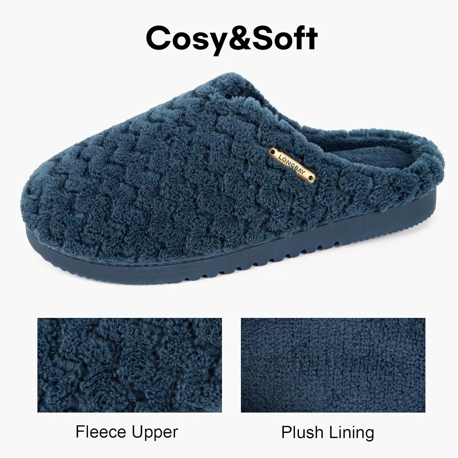 LongBay Women's Slip-On House Slippers Comfy Memory Foam Bedroom Shoes