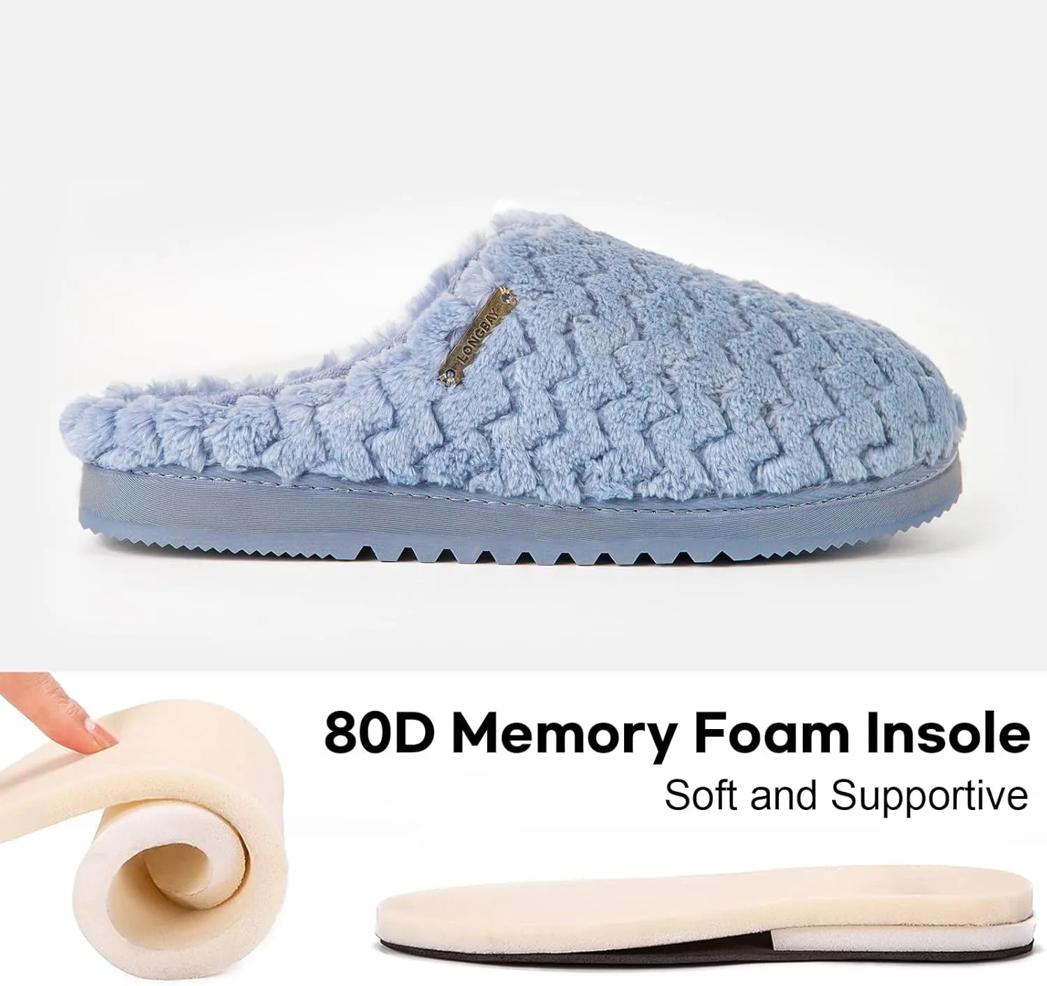 LongBay Women's Slip-On House Slippers Comfy Memory Foam Bedroom Shoes