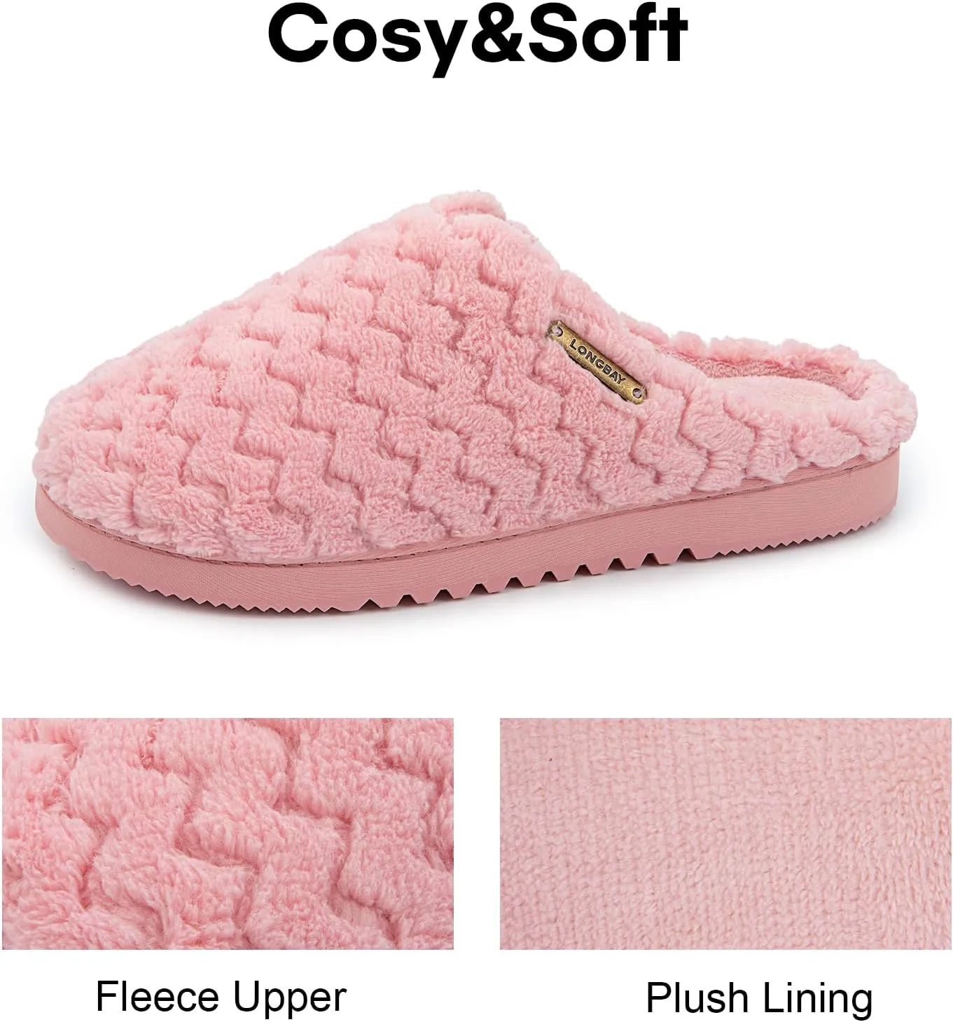 LongBay Women's Slip-On House Slippers Comfy Memory Foam Bedroom Shoes