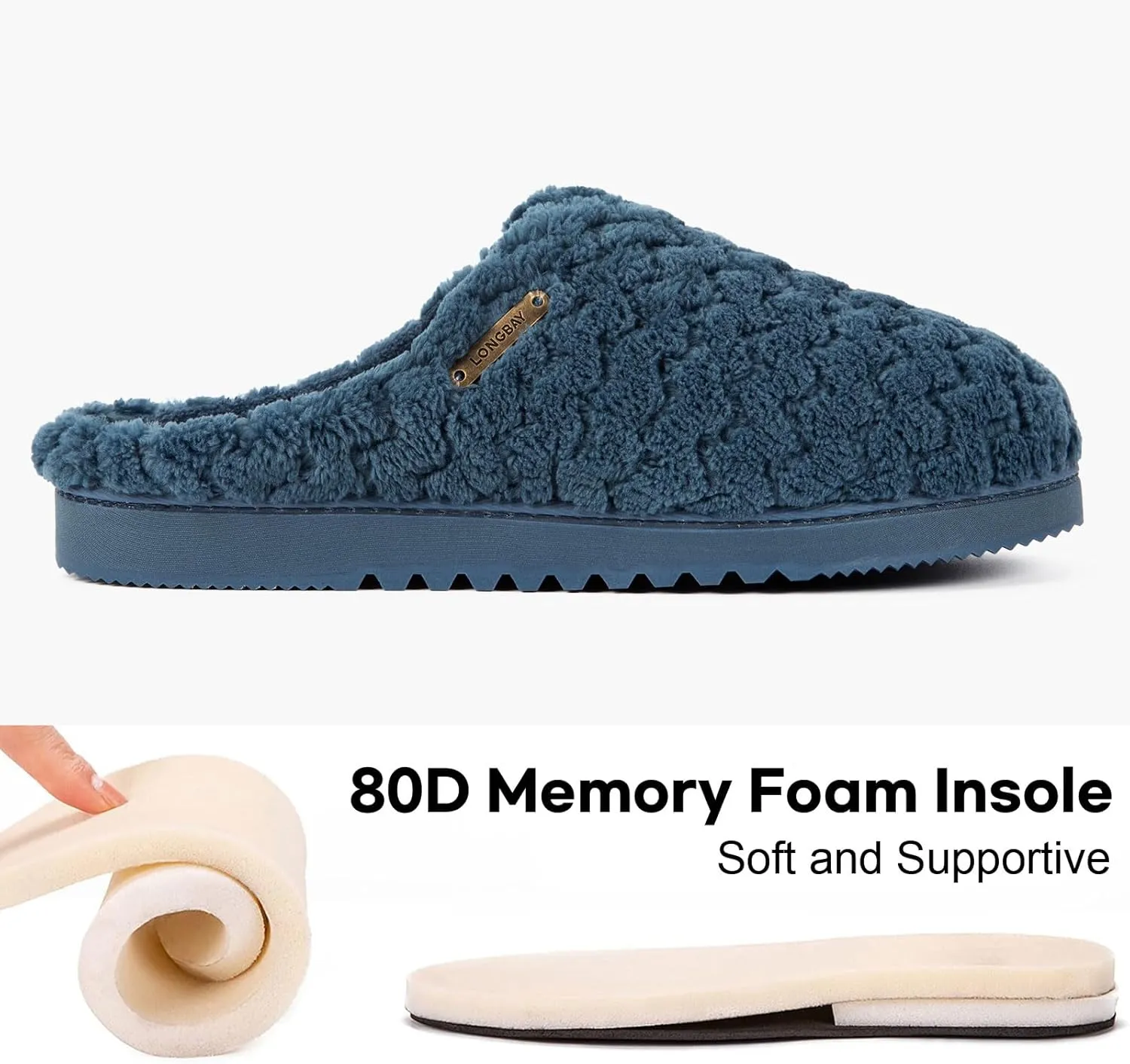 LongBay Women's Slip-On House Slippers Comfy Memory Foam Bedroom Shoes