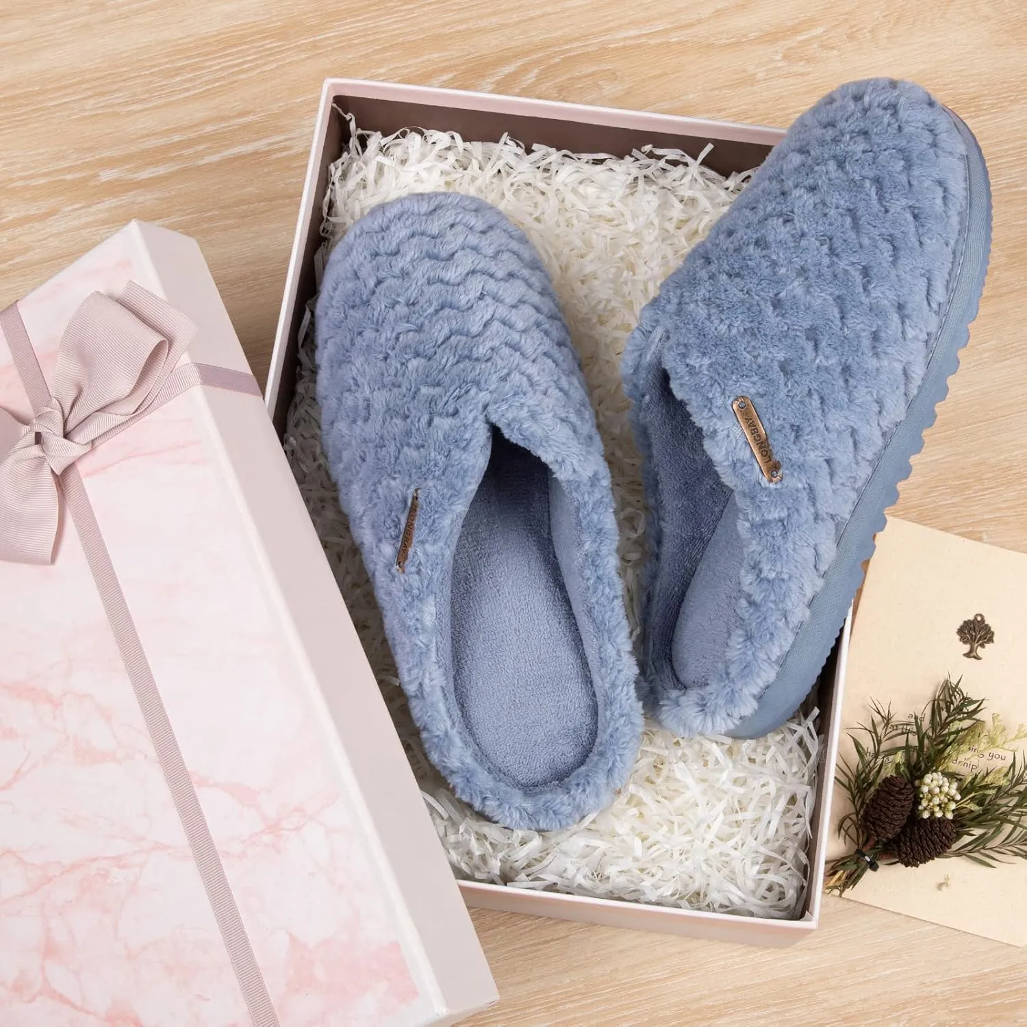 LongBay Women's Slip-On House Slippers Comfy Memory Foam Bedroom Shoes