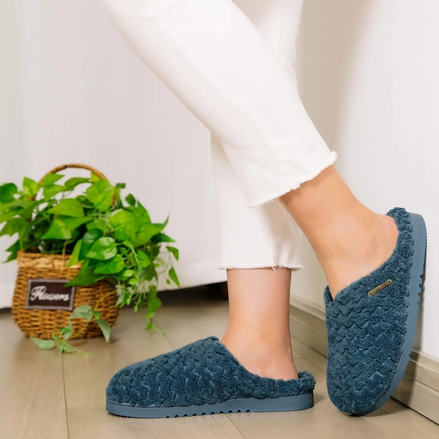 LongBay Women's Slip-On House Slippers Comfy Memory Foam Bedroom Shoes