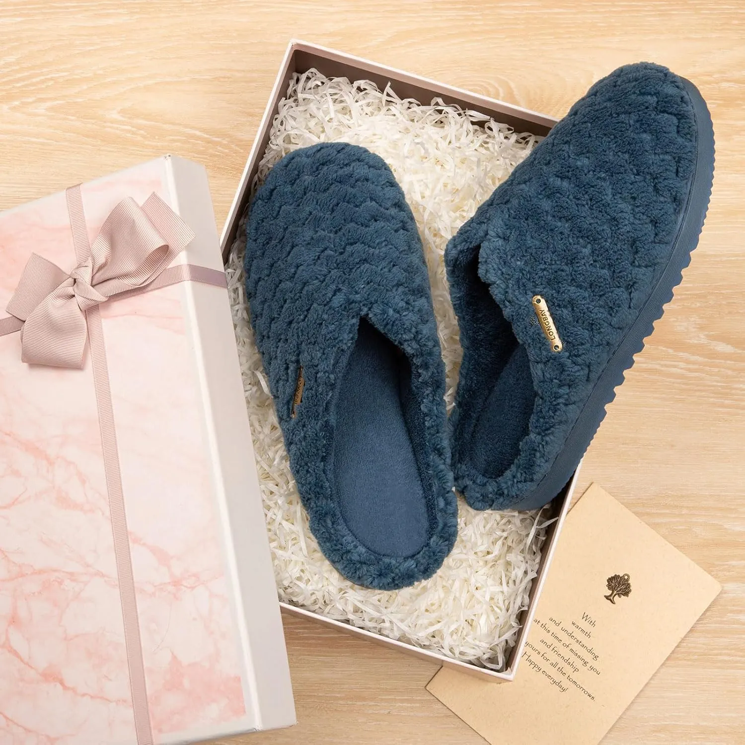 LongBay Women's Slip-On House Slippers Comfy Memory Foam Bedroom Shoes
