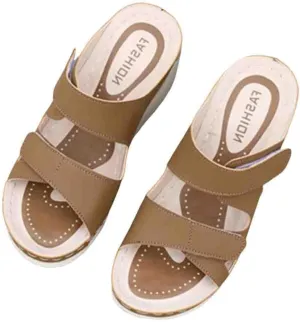 Low Wedges Heels for Women Summer Dressy Sandals Soft Leather Sandal, Rubber Sole, Comfortable Walking, Casual Slip on Shoes
