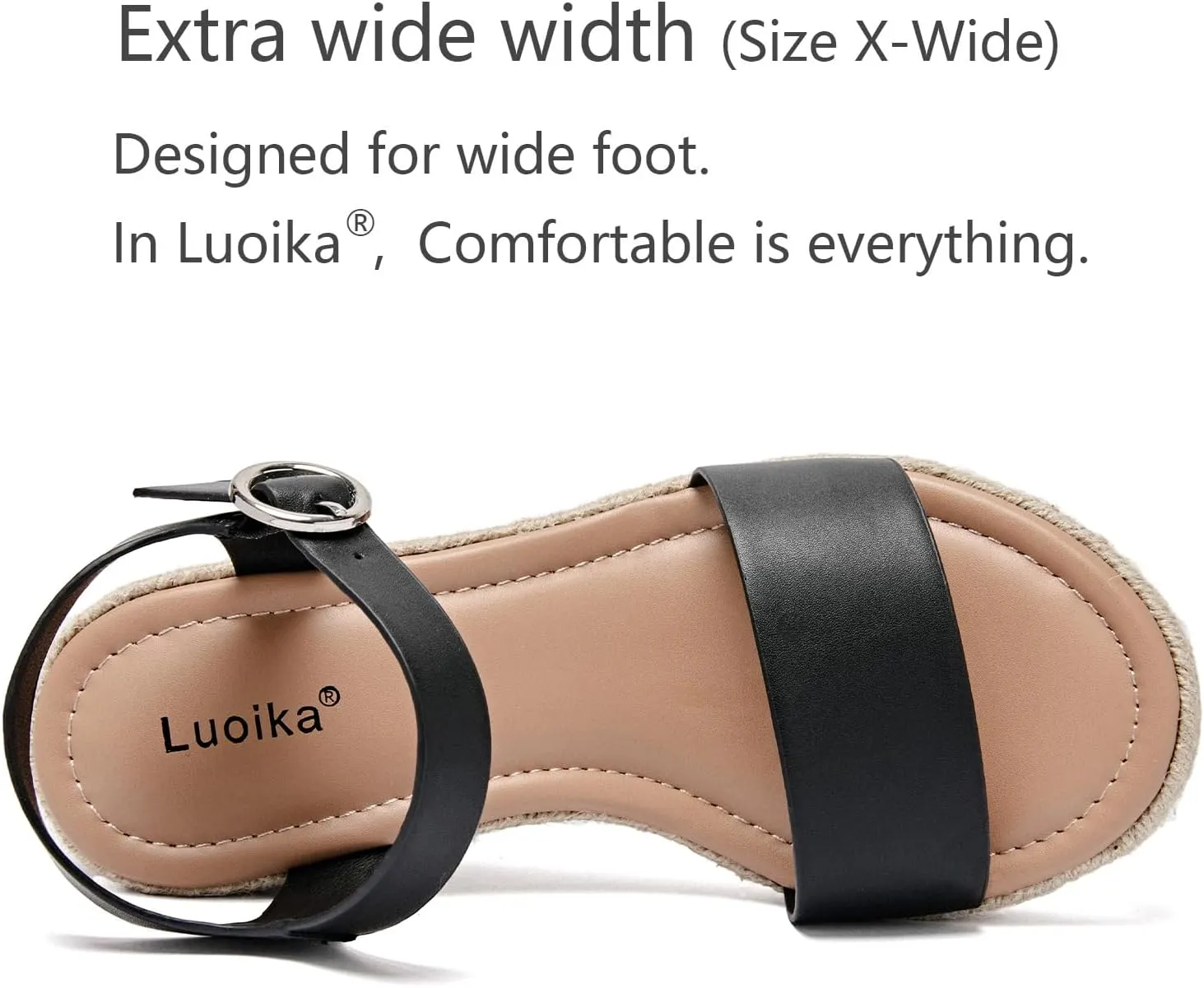 Luoika Women's Wide Width Wedge Sandals, Ankle Strap Open Toe Platform Espadrille Wedge Pump Heel Women's Sandals Concise Casual Summer Shoes.