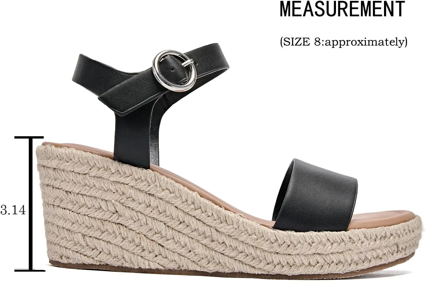 Luoika Women's Wide Width Wedge Sandals, Ankle Strap Open Toe Platform Espadrille Wedge Pump Heel Women's Sandals Concise Casual Summer Shoes.