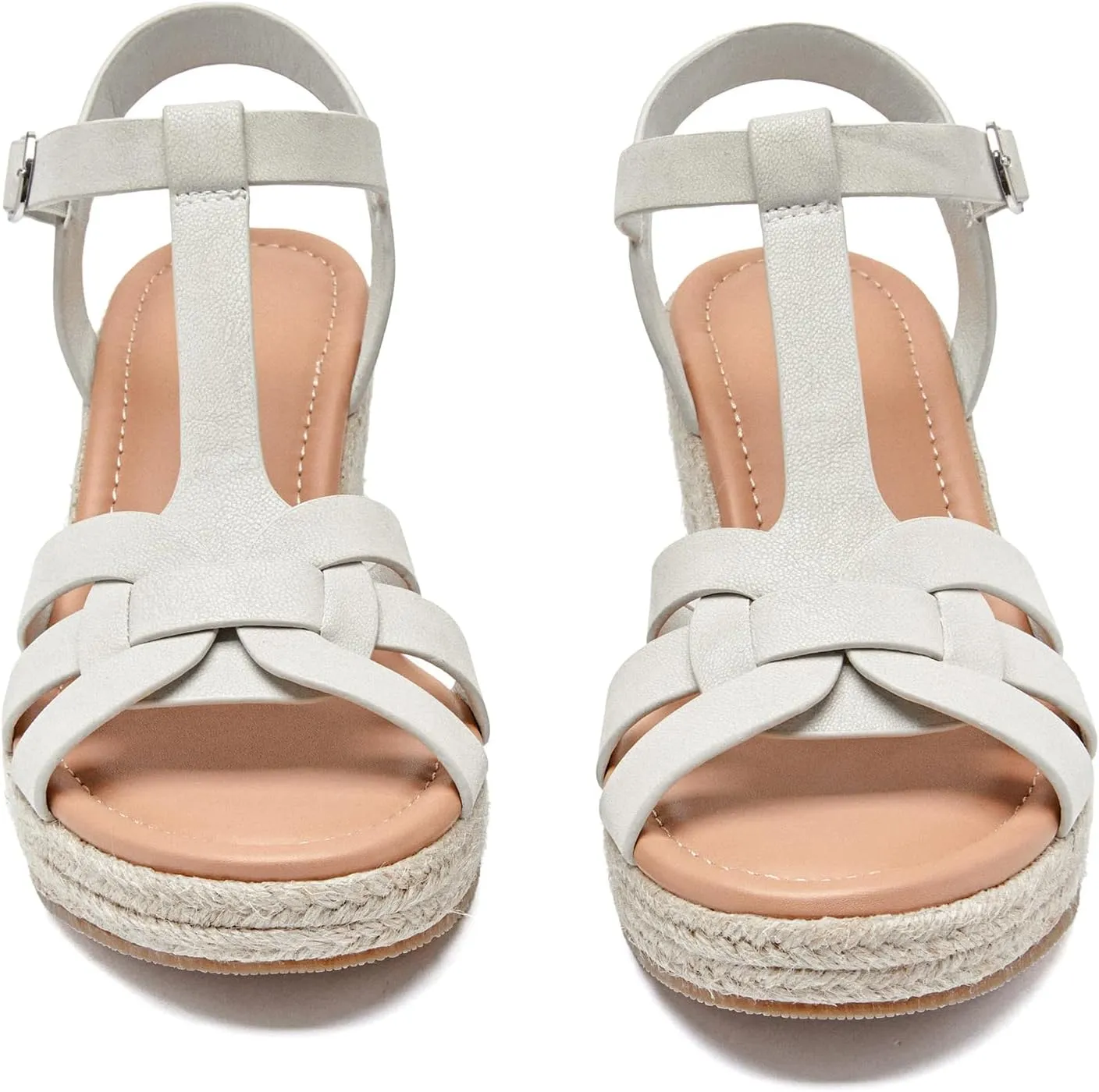 Luoika Women's Wide Width Wedge Sandals, Platform Ankle Strap Open Toe Espadrille Wedge Pump Heel Women's Sandals Concise Casual Summer Shoes.
