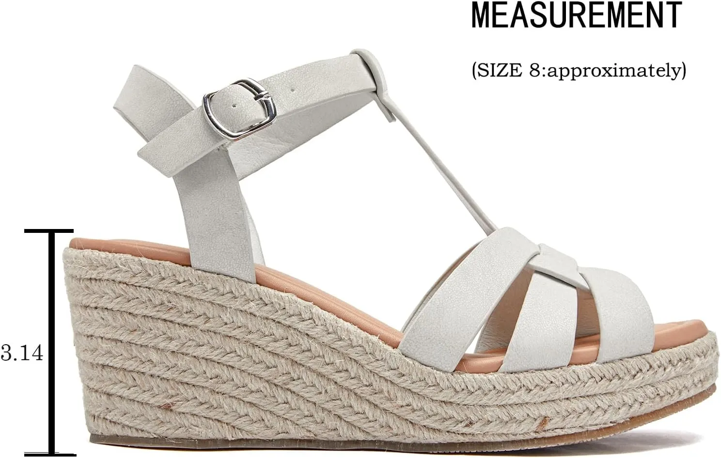 Luoika Women's Wide Width Wedge Sandals, Platform Ankle Strap Open Toe Espadrille Wedge Pump Heel Women's Sandals Concise Casual Summer Shoes.