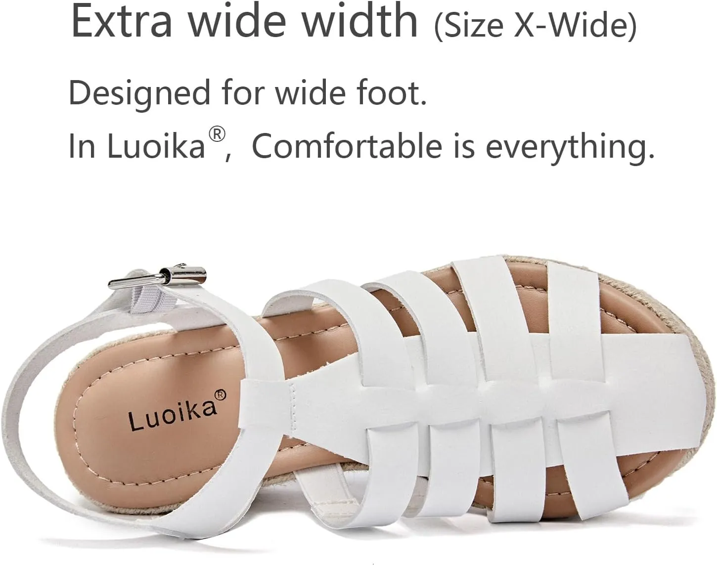 Luoika Women's Wide Width Wedge Sandals, Platform Espadrille Wedge Pump Heel Ankle Strap Open Toe Women's Sandals Concise Casual Summer Shoes.