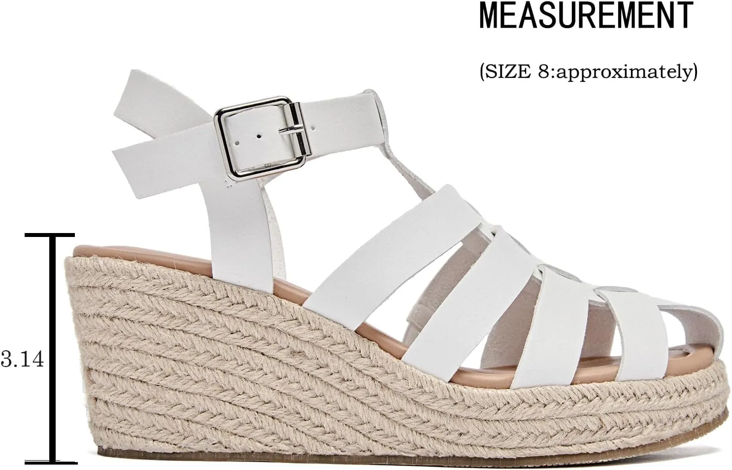 Luoika Women's Wide Width Wedge Sandals, Platform Espadrille Wedge Pump Heel Ankle Strap Open Toe Women's Sandals Concise Casual Summer Shoes.