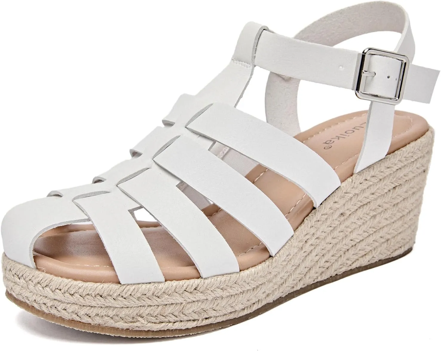 Luoika Women's Wide Width Wedge Sandals, Platform Espadrille Wedge Pump Heel Ankle Strap Open Toe Women's Sandals Concise Casual Summer Shoes.