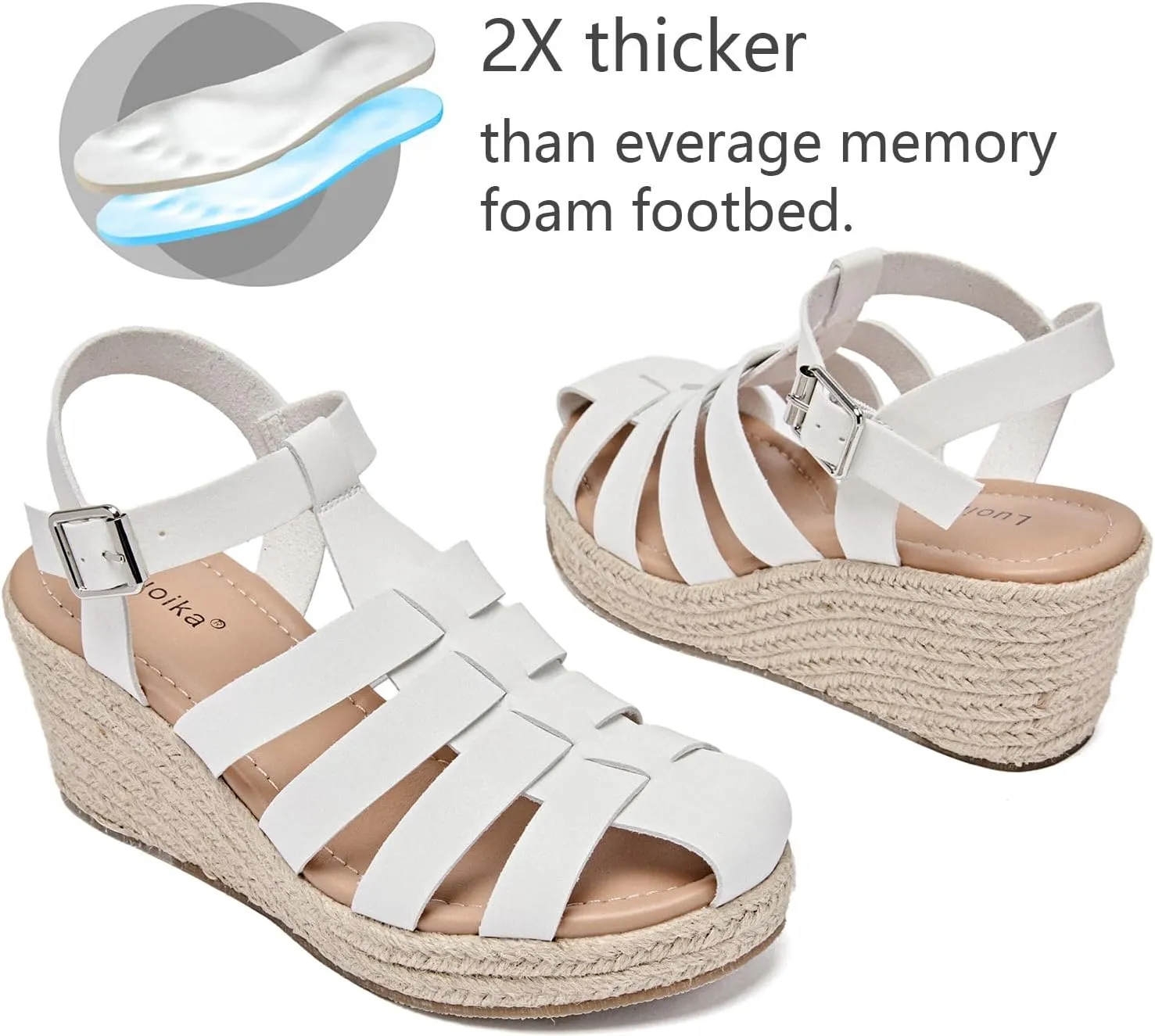 Luoika Women's Wide Width Wedge Sandals, Platform Espadrille Wedge Pump Heel Ankle Strap Open Toe Women's Sandals Concise Casual Summer Shoes.