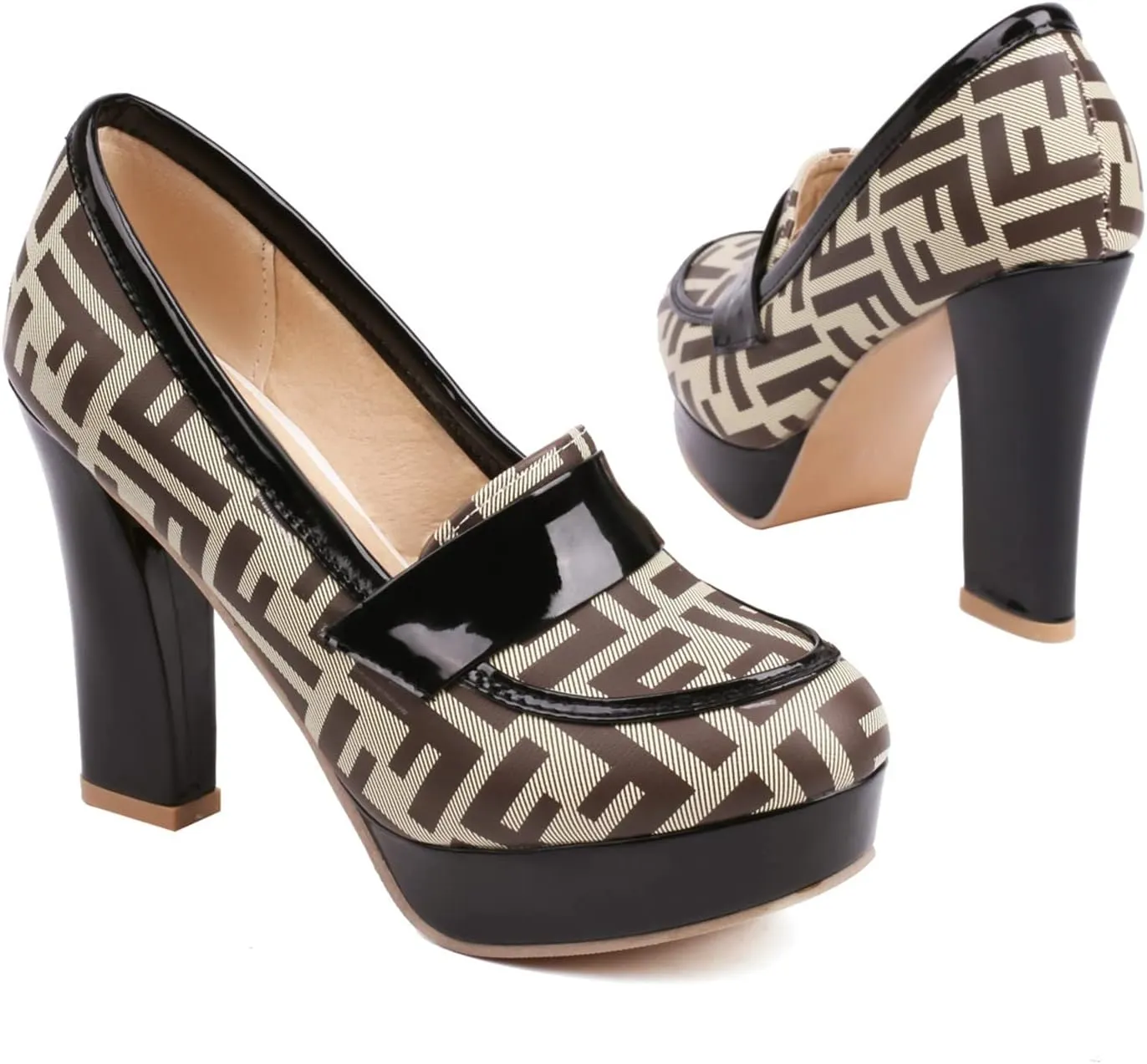 LYYSKY Womens Fashion 10.5CM Super High Heels Round Toe Single Shoes Concise Slip On Office Lady Platform Pumps