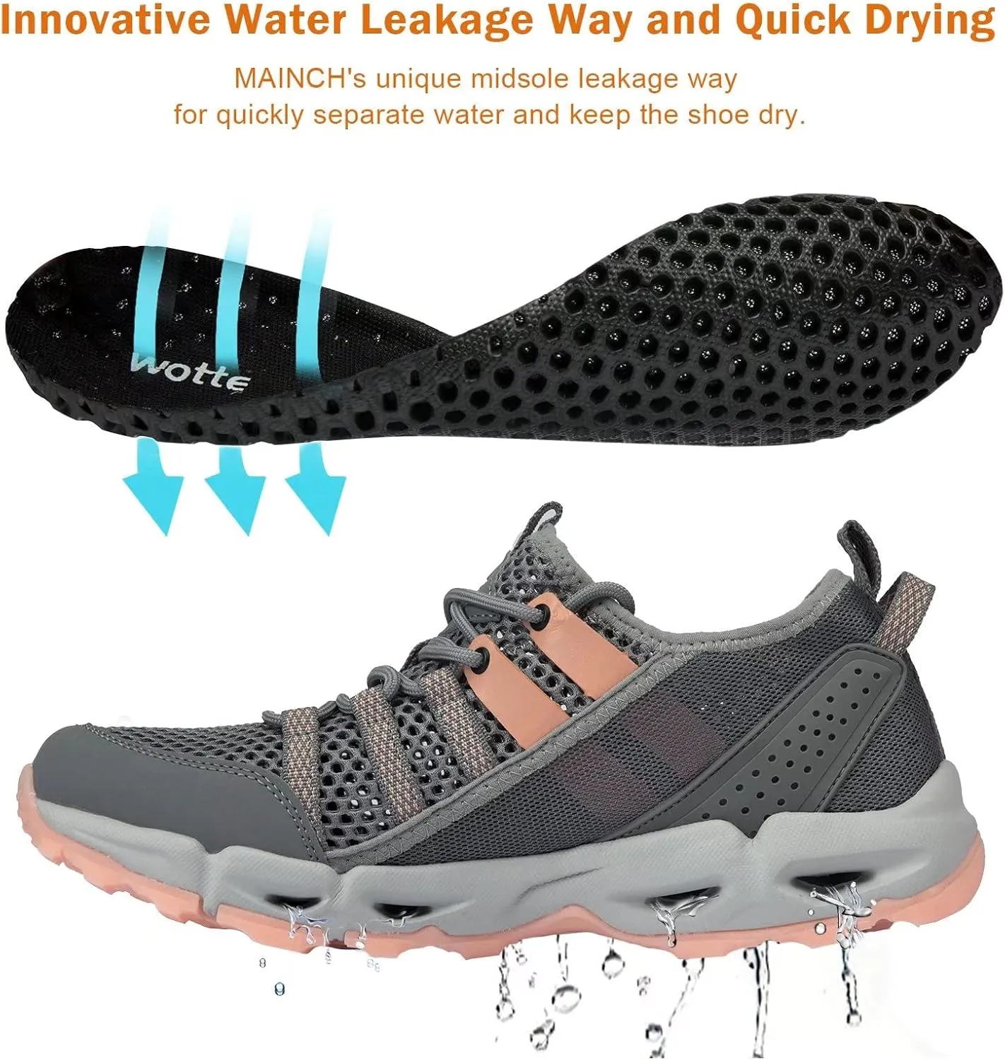 MAINCH Women's Hiking Water Shoes Quick Dry Outdoor Sport Sneakers