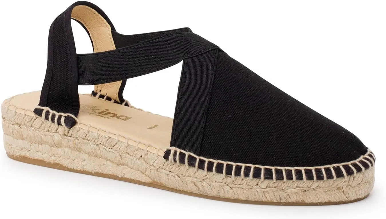 Marseille Authentic Spanish Espadrille Wedge Sandals for Women - Sustainable, Eco Friendly, Vegan Shoes. Classic Style, Organic Cotton Canvas Upper, Comfy Insole, Jute Midsole, Rubber Sole. Made in Spain