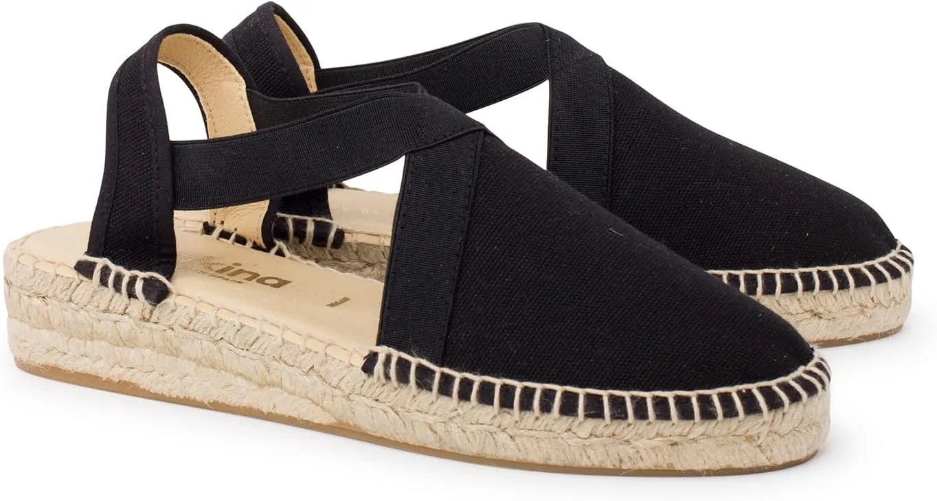 Marseille Authentic Spanish Espadrille Wedge Sandals for Women - Sustainable, Eco Friendly, Vegan Shoes. Classic Style, Organic Cotton Canvas Upper, Comfy Insole, Jute Midsole, Rubber Sole. Made in Spain