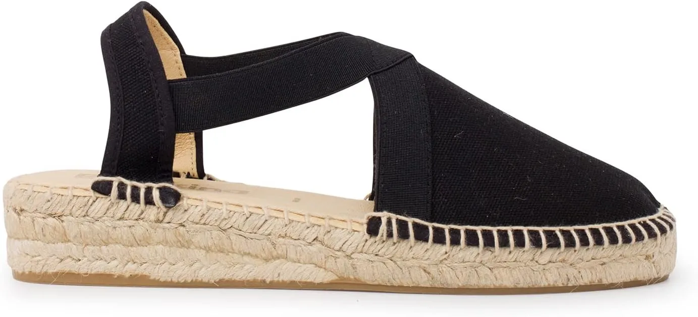 Marseille Authentic Spanish Espadrille Wedge Sandals for Women - Sustainable, Eco Friendly, Vegan Shoes. Classic Style, Organic Cotton Canvas Upper, Comfy Insole, Jute Midsole, Rubber Sole. Made in Spain