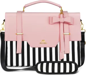 MATEIN Laptop Bag for Women, 15.6 inch Slim Computer Briefcase Sleeve Case, Lightweight Cute Girly Messenger Shoulder Carrying Work Tote Bag with Rfid Pocket, Sister Gifts for School Girl Office, Pink