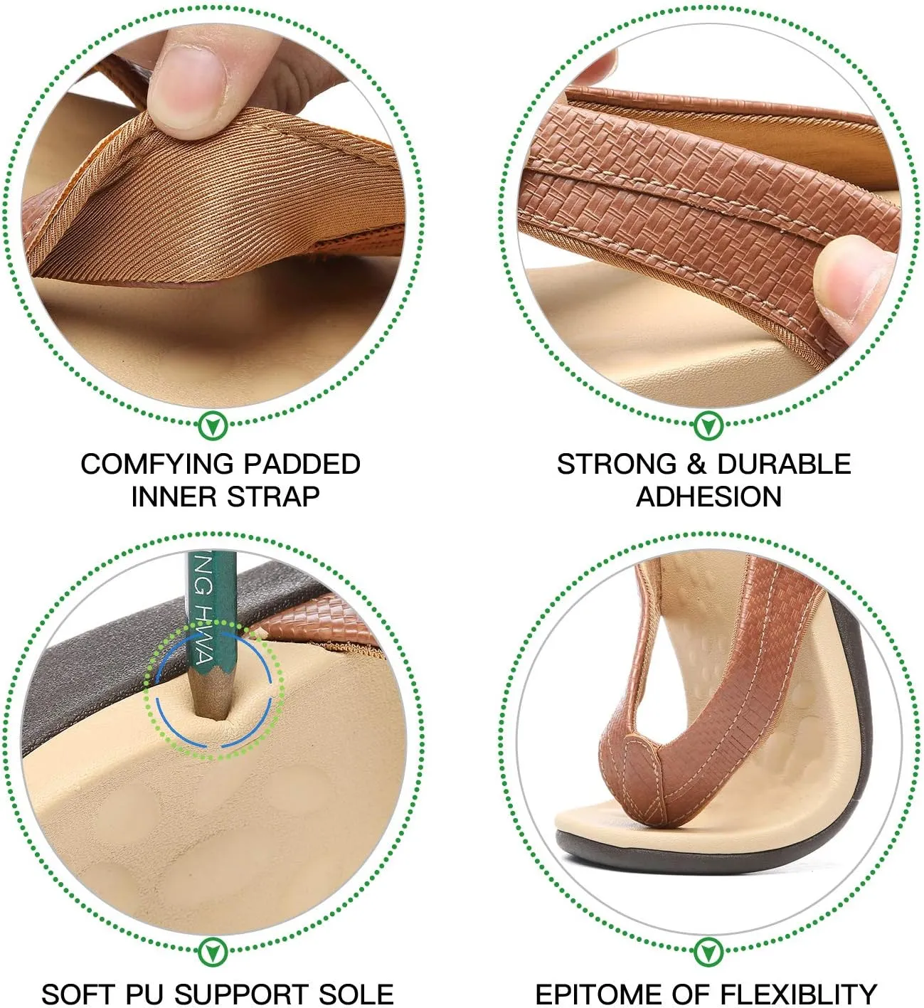 MEGNYA Comfortable Walking Flip Flops for Womens, Orthopedic Walking Sandals with Arch Support, Flat Feet Pain Relief Sandals for Beach, Summer, Pool