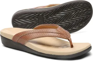 MEGNYA Comfortable Walking Flip Flops for Womens, Orthopedic Walking Sandals with Arch Support, Flat Feet Pain Relief Sandals for Beach, Summer, Pool