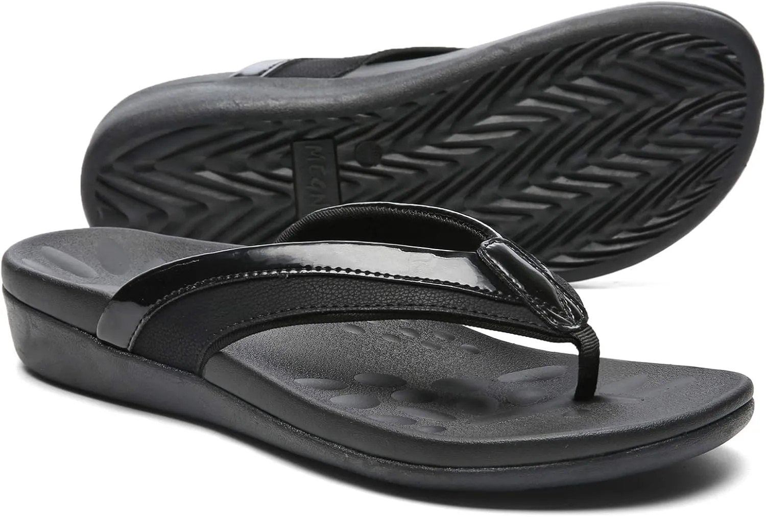 MEGNYA Comfortable Walking Flip Flops for Womens, Orthopedic Walking Sandals with Arch Support, Flat Feet Pain Relief Sandals for Beach, Summer, Pool