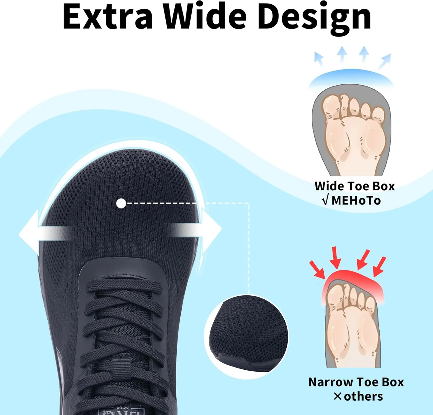 MEHOTO Wide Toe Box Shoes for Men Arch Support Walking Shoes Tennis Fashion Sneaker Wide Width Orthotic Shoe for Plantar Fasciitis Size 8-13