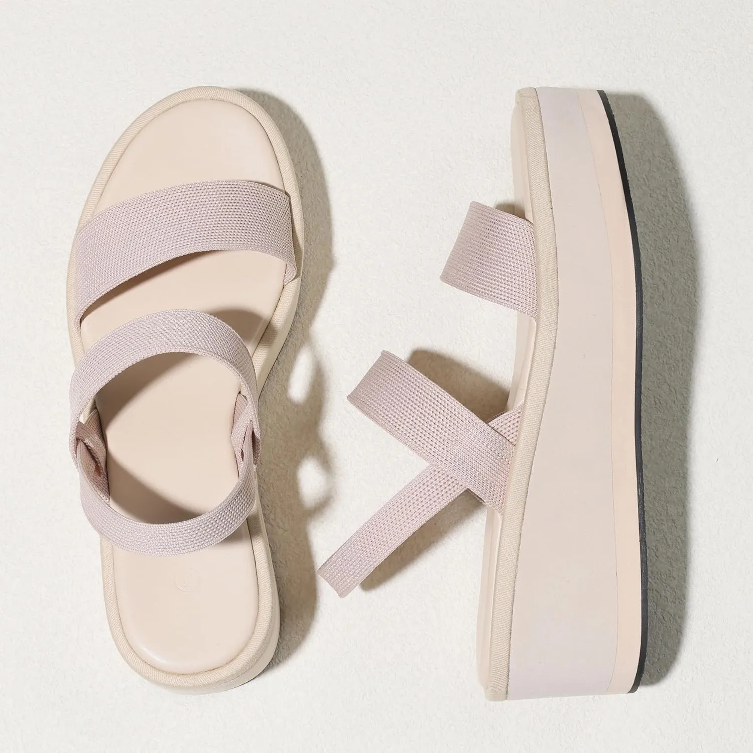 MeiLuSi Women's Platform Wedges Sandals Comfortable Walking Sandals Elastic Strap Comfy Wedges 2025 Spring Summer Casual Shoes Slip On