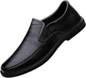 Men Cow Leather Oxford Dress Shoes Slip On Formal Waterproof Non Slip Soft Comfy Casual Fashion Comfortable