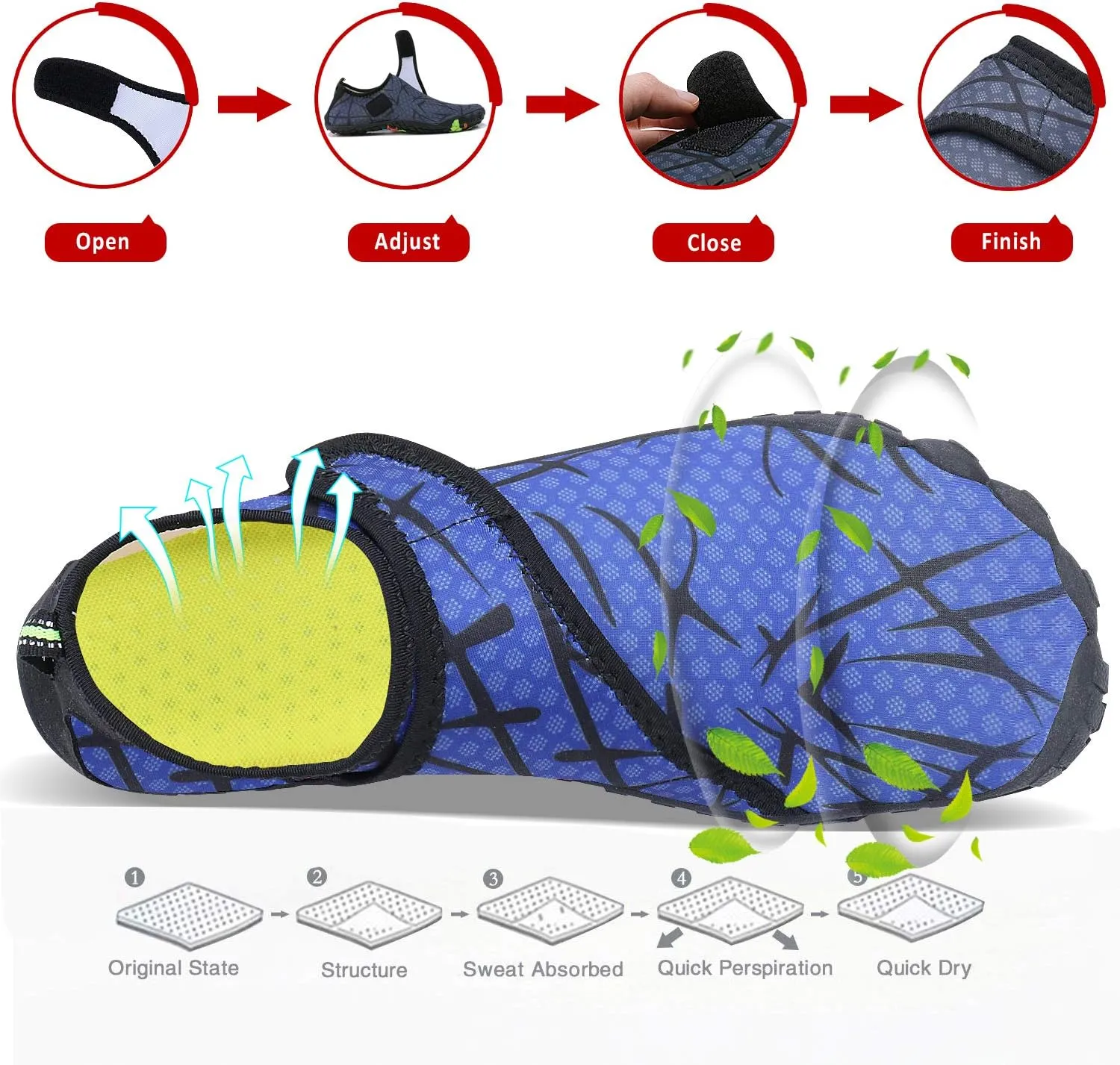 Men Women Water Sports Shoes Slip-on Quick Dry Aqua Swim Shoes for Pool Beach Surf Walking Water Park
