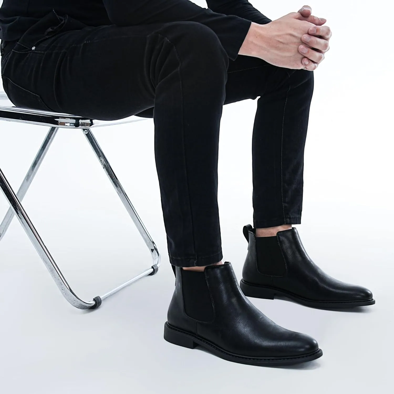 Men’s Black Chelsea Boots-Slip-On Comfy Mens Casual Suede Ankle Boots