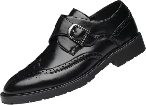 Mens Brogue Carved Leather Shoes All Match Comfy Slip On Casual Business Dress Footwear