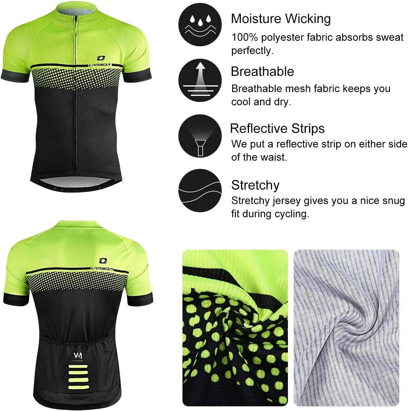 Men's Cycling Jersey Breathable Lightweight Bike Jersey Short Sleeve Quick Dry Moisture Wicking Biking Shirts
